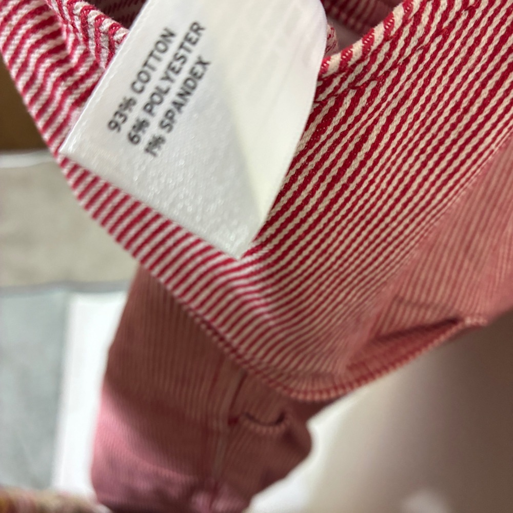 Duluth Trading Womens Railroad Gardening Overalls Size S x 31 Red Stripe Bibs - Picture 8 of 13